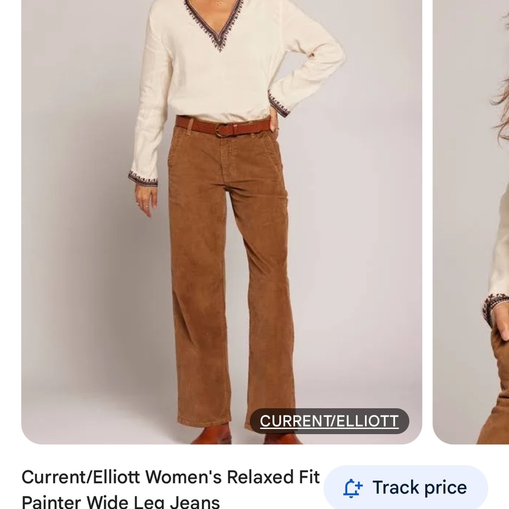 Current/Elliott Women's Caramel Painter Wide Leg Jeans